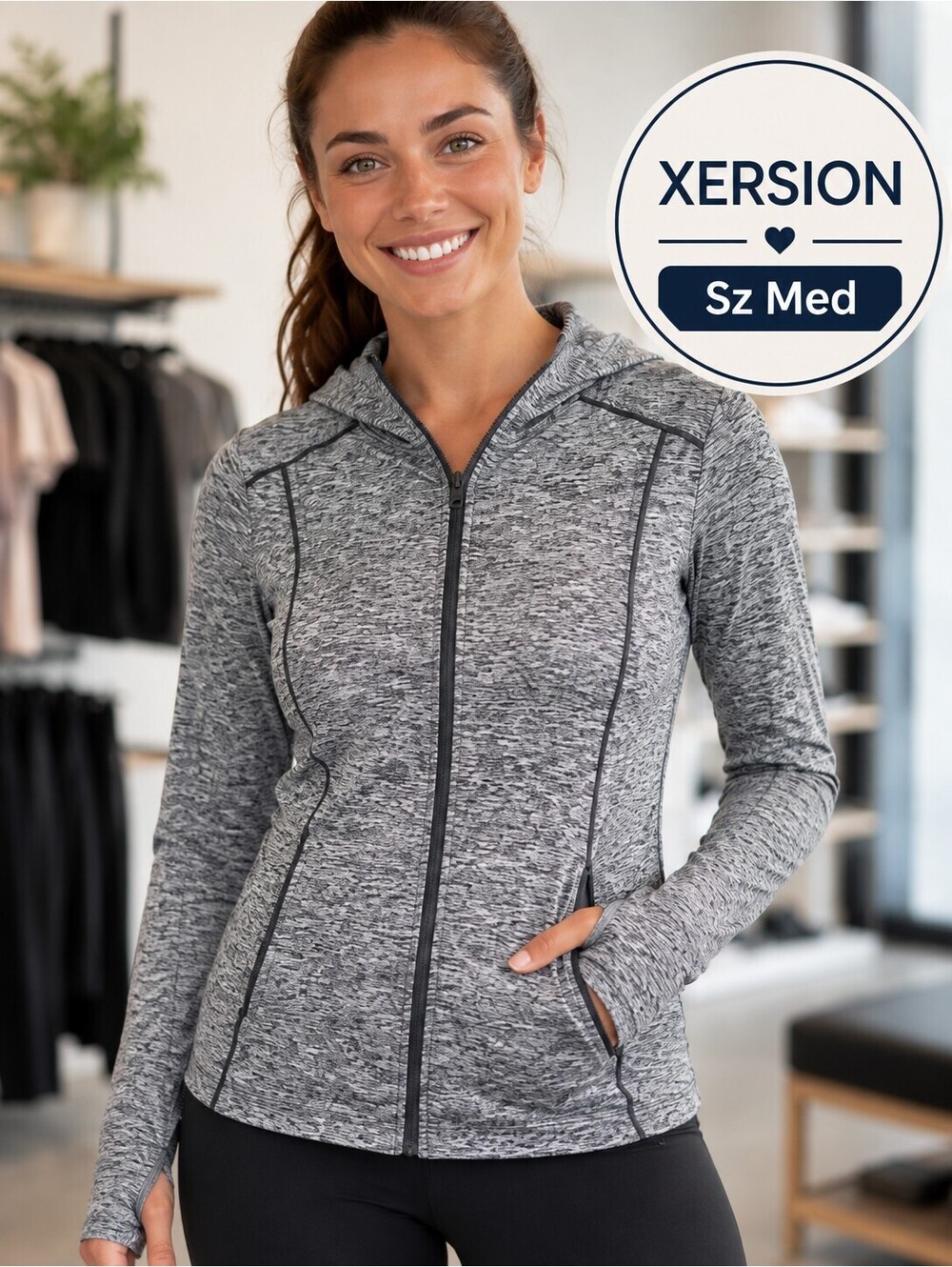 Xersion | Sz M | Gray Heather Full-Zip Athletic Hoodie